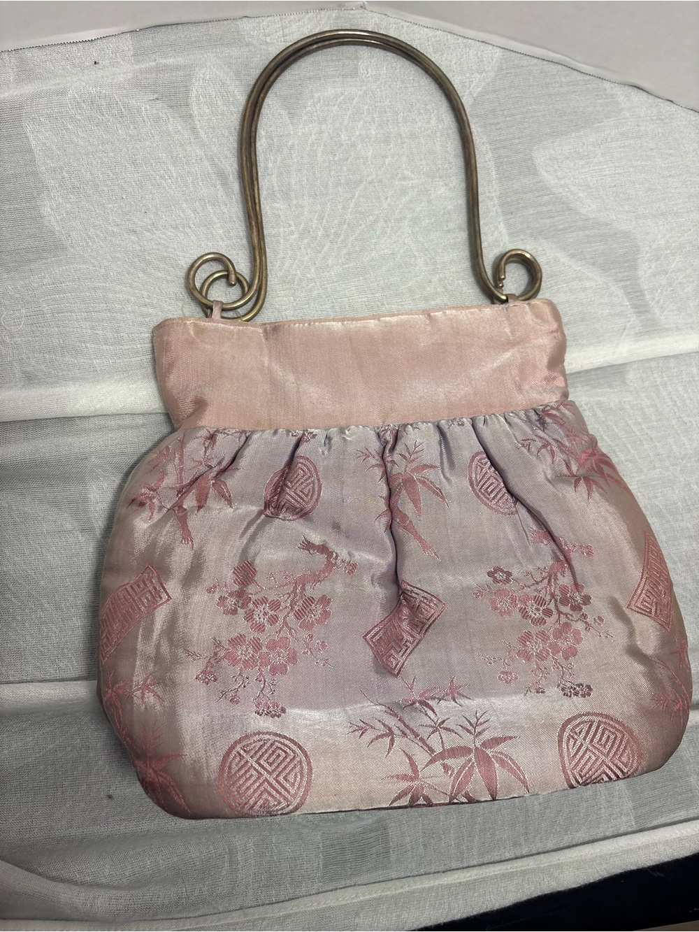 Vintage Y2K satin jacquard mini handbag